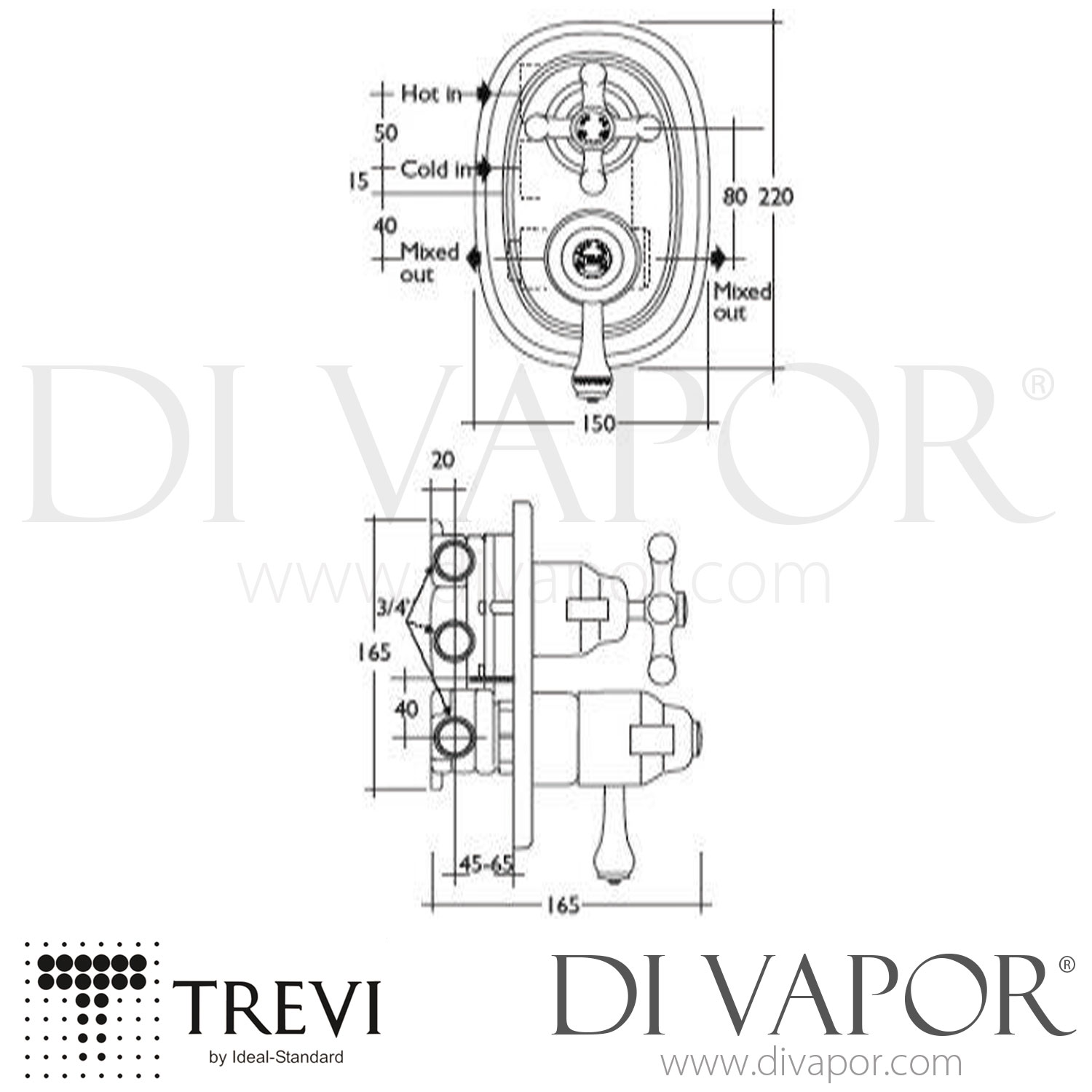 Trevi Traditional BuiltIn Shower Valve Spare Parts IDL DV 366